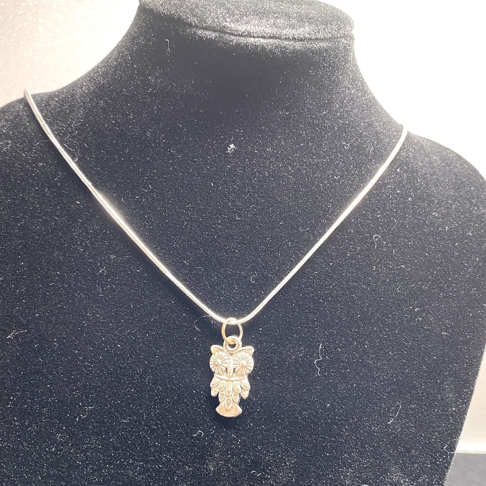 Silver plated owl necklace